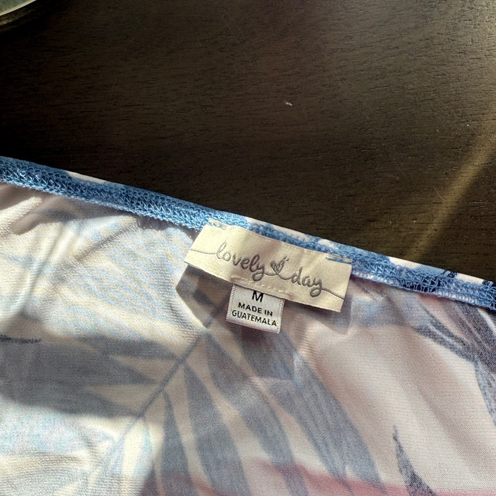 Lovely Day One-Shoulder Blue Leaf Dress - Picture 6 of 6